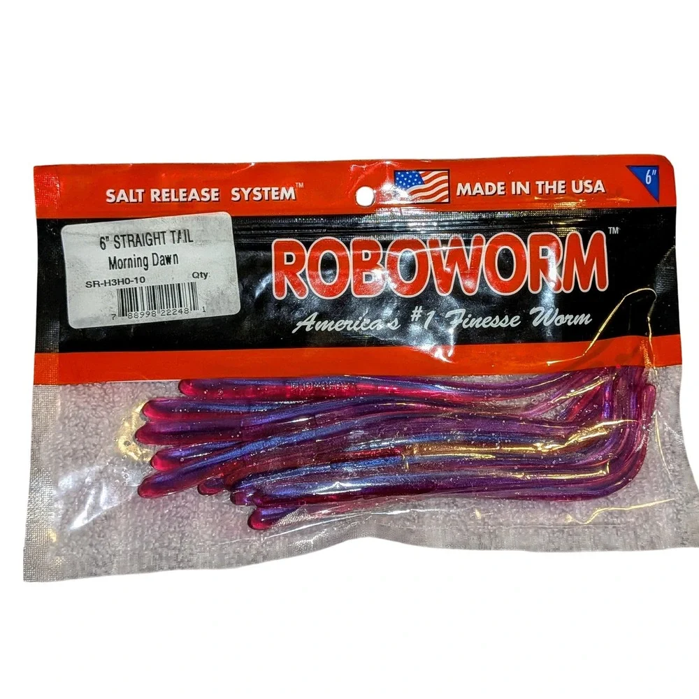 Roboworm 6 Straight‎ Tail Morning Dawn Salt Release System Fishing Lures 10